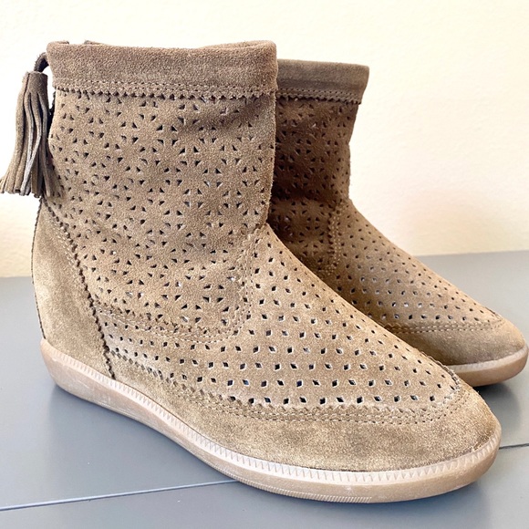 Isabel Marant Perforated Suede Wedge Boots 36 NEW - Picture 1 of 7